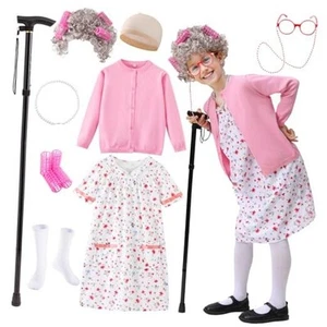 Old Lady Costume for Kids Girls 100 Days of School Costume, Granny M: 5~7 Years - Picture 1 of 7