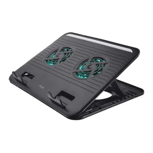 Trust Cyclone Cooling Pad with 2 Fans, Fits 15-16 Inch Laptops , Black 16-inch L - Afbeelding 1 van 9