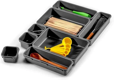 Paquete de contenedores entrelazados de 8 piezas Mademart para organización de cajones, granito  Foto 1 de 4