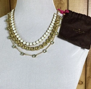 Neu ohne Etikett Kate Spade Karneval Kristall Statement Halskette $ 298 DREIFACHER STRANG + Staubbeutel - Bild 1 von 7