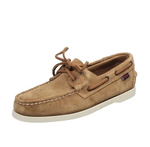 Sebago Docksides Portland Flesh Out - Vela In Suede Marrone - Uomo Scarpe - Foto 1 di 4