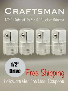 4 PACK Craftsman 1/2" Drive to 3/4" ratchet wrench socket adapter CMMT99223 - Picture 1 of 1