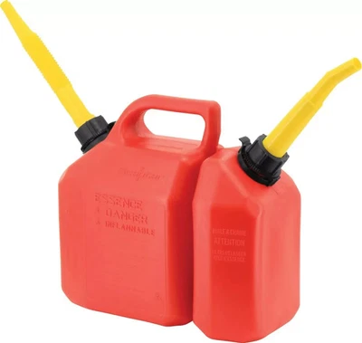 6 Liter 1.58Gal Gas Fuel Can and 2.5 Liter 0.59GAL Oil Can Combo, Red Foto 1 de 3