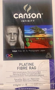 Infinity Platine Fibre Rag 310gsm, Ultra Smooth Glossy Inkjet Paper, 24”X 50’ - Picture 1 of 4