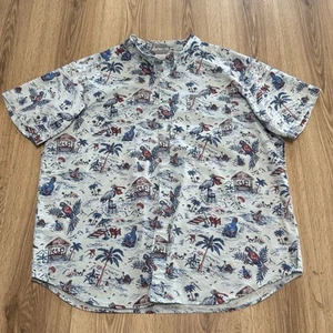 Camisa Columbia Calce Regular Abotonada Azul Estampado Playa Para Hombre Talla XXL - Imagen 1 de 9
