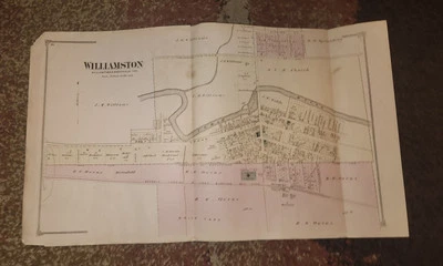 Original 1874 WILLIAMSTON Michigan PLAT MAP  - Image 1 of 4