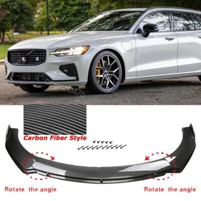 For Volvo V40 S40 S60 S90 Carbon Style  Front Bumper Lip Splitter Spoiler US - Imagem 1 de 4