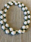 vintage white Milk Glass and Malchite beaded necklace