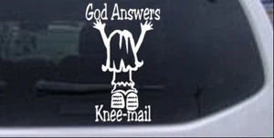 God Answers Knee-mail Girl Car or Truck Window Laptop Decal Sticker - Picture 1 of 32