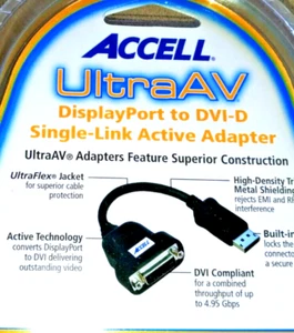 Accell UltraAV B087B-005B DisplayPort to DVI-D Cable Adapter - 10" DVI - Picture 1 of 6