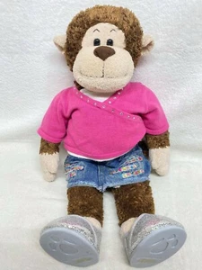 Build A Bear Monkey 18" Brown Tan Plush Stuffed Animal with Pink Shirt & Skirt - Picture 1 of 7