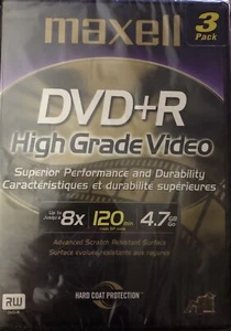 Maxell 3-Pack DVD+R High Grade Video~Advanced Scratch Resistant Surface New! - Picture 1 of 3