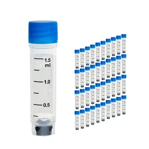 Frascos criogénicos de plástico de 1,5 ml, tubos con código de barras, 25/bolsa, 500/PK, 1000/CS - Imagen 1 de 53