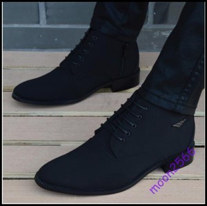 Men Business Formal High Top Lace Up Oxford Pointy Toe Black Dress Shoes Stylish