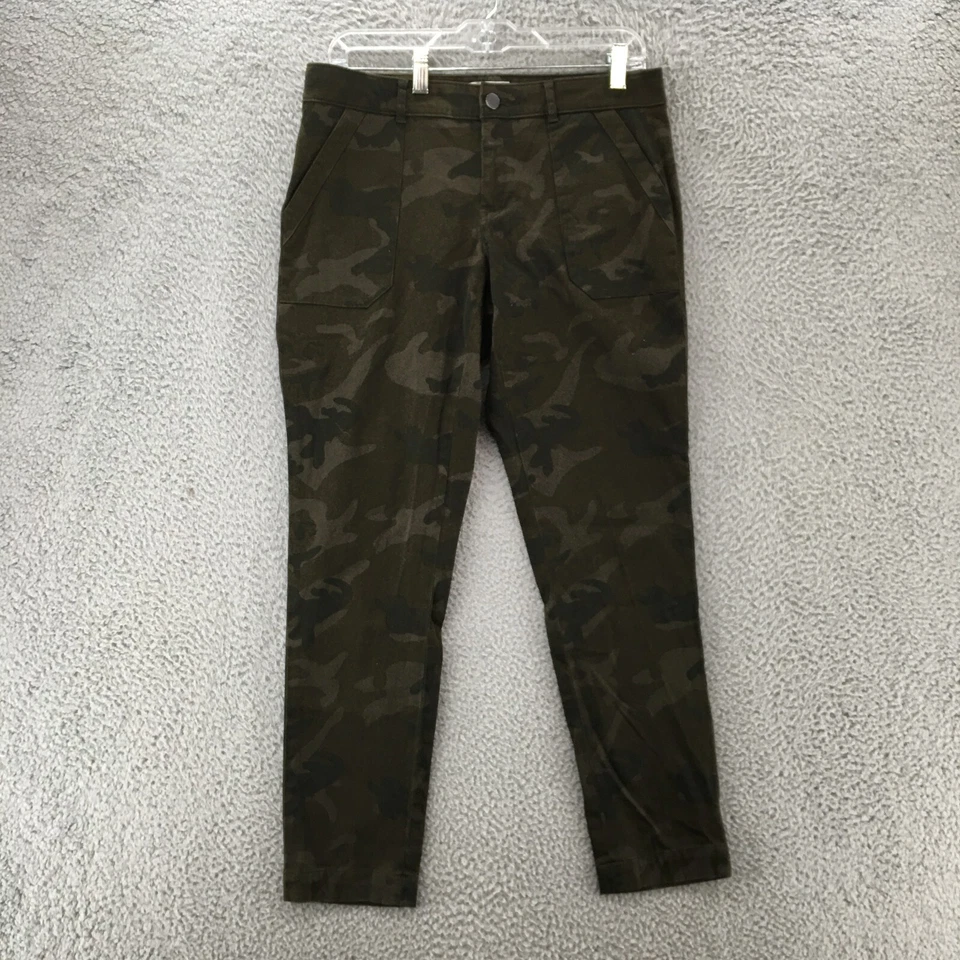 Pantalones cargo ajustados Calvin Klein para mujer 6 verdes camuflaje tiro medio frente plano Foto 1 de 4
