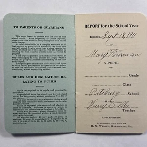 1911 Pittsburg, Ohio High School Elementary Monthly Report Card Harry Belk - Picture 1 of 8