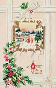 Geprägte Postkarte VT Randolph Vermont - Frohe Weihnachten - Antik um 1911 (E6) - Bild 1 von 5