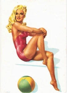 Andre Bermond Risque Pin Up anni 50 biondo in tuta rossa mai usato - Foto 1 di 2