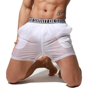 Pantalones cortos de secado rápido para hombre finos translúcidos lisos ropa de playa pantalones cortos gay  - Imagen 1 de 13