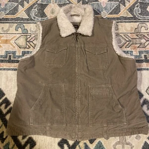 Guide Series Sherpa Lined Corduroy Vest XL Brown Zip Up Insualted - Picture 1 of 5