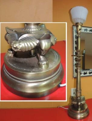 Abajur de mesa vintage bronze/bronze 35" difusor tocha sombra regência Rembrandt - Imagem 1 de 4