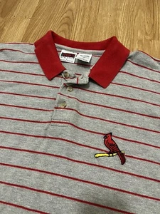 Iron Knights St. Louis Cardinals Polo Shirt Knit Baseball MLB Gray Large Vintage - Picture 1 of 10