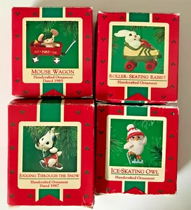 Punze Vintage Ornament Lot 80er Jahre Schlittschuh Hase & Eule, Mauswagen, LOT - Bild 1 von 11