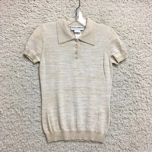 Dolce Gabbana Polo Shirt 44 Small Beige Heather Short Sleeve Pullover Womens S - Picture 1 of 8