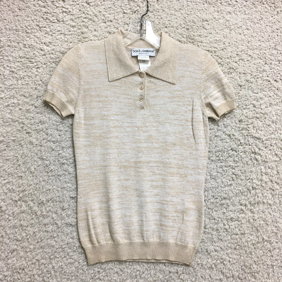 Camisa Polo Dolce Gabbana 44 Pequeña Beige Brezo Manga Corta Pullover Mujer S Foto 1 de 4