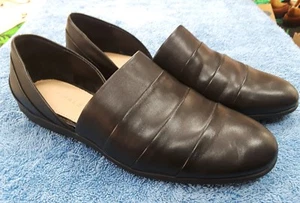 NEW H by Halston Black Pieced Leather Elisa Slip on Shoes Flats SIZE 5M - Picture 1 of 9