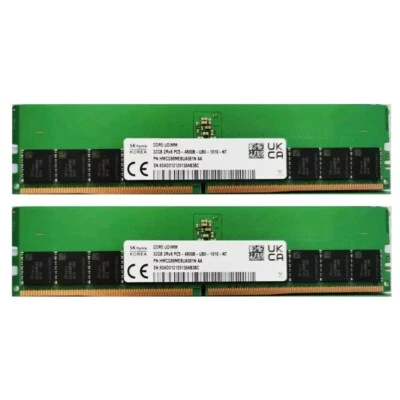 Hynix 64GB (2X32GB) DDR5 DDR5 4800MHz PC5-38400 UDIMM Memory Ram HMCG88MEBUA081N - Image 1 of 4