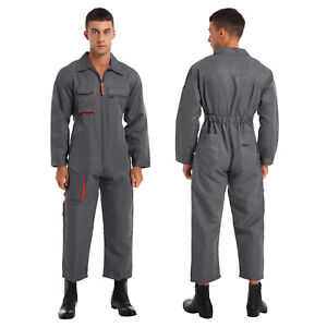 Men's Mechanic Uniform Repair Automotive Workwear Jumpsuit One Piece Overalls