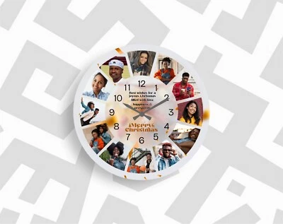 Personalised 25cm MDF Clock Any Photo/Logo/Text/Image LASER CUT, Christmas Gift - Image 1 of 4