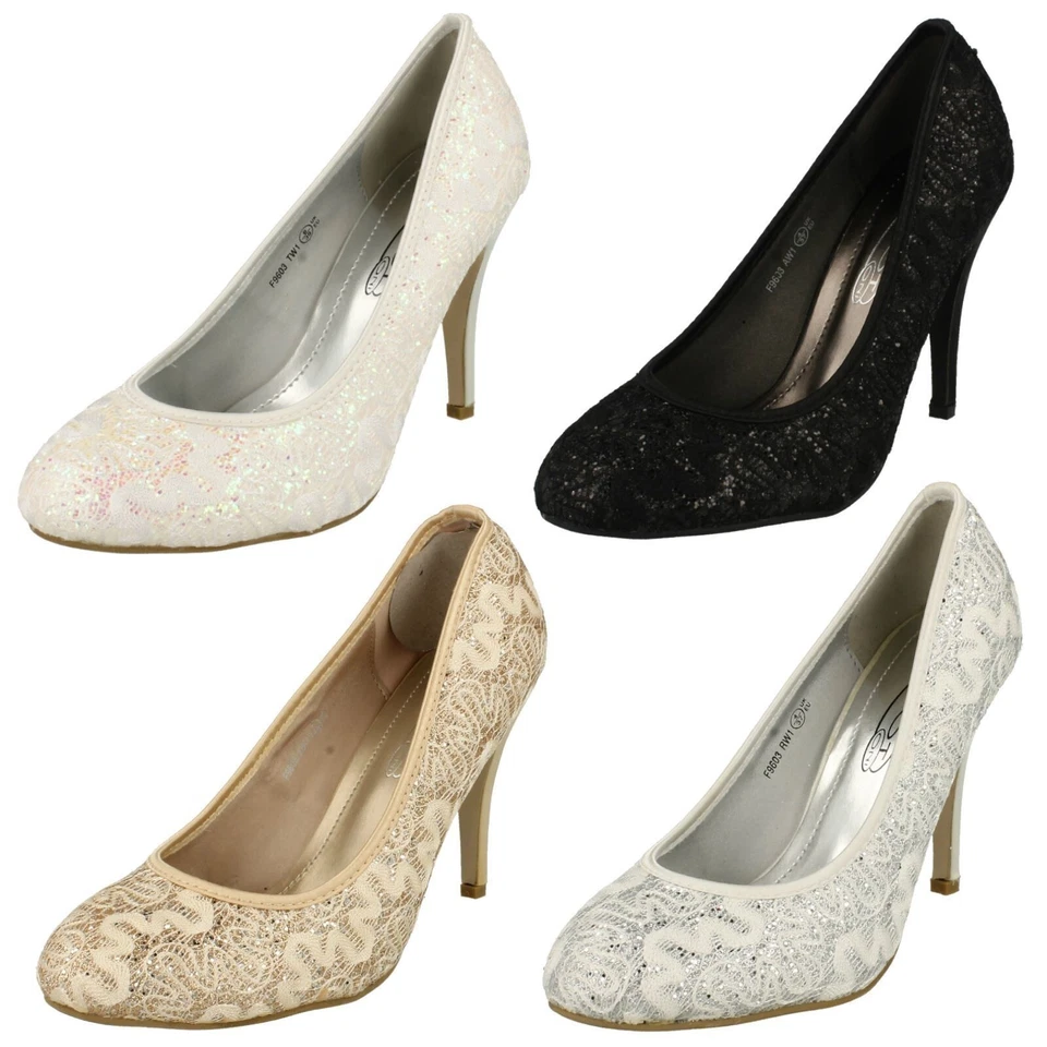 Spot On Scarpe Da Donna Con Tacco Alto Design In Pizzo - Immagine 1 di 1