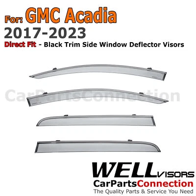 Viseras de pozo para 17-23 GMC Acadia Viseras de ventana Protector de lluvia Deflectores Borde negro Foto 1 de 4