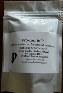 Pure 100g Monolaurin powder (equivalent to 100x 1000mg) in a metalized pouch. - Picture 1 of 2