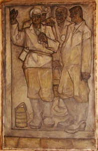 Ukrainian Soviet Oil Painting avant-garde cubism miners working man - Picture 1 of 11