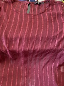 HeartSoul Plus size 1X womens sleeveless studded top New Maroon sheer - Picture 1 of 9