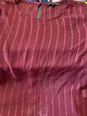 HeartSoul Plus size 1X womens sleeveless studded top New Maroon sheer - Image 1 of 4