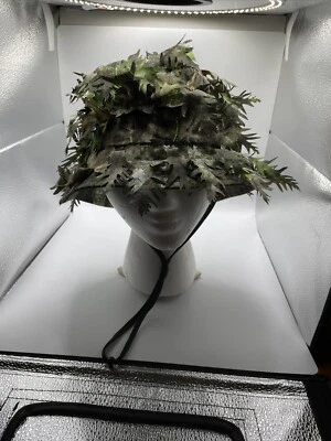Hunting, Bucket hat- camouflage leaf cutouts shooting one size draw string - Image 1 of 4