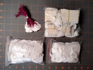 Lots of Price Tags Small & Tiny Blank Merchandise/Jewelry Hang String - Picture 1 of 6