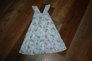 UNBRANDED BLUE TIERED SUNDRESS W/WHITE DAISIES/GREENERY & WHITE FERN - 4/5 - Picture 1 of 3