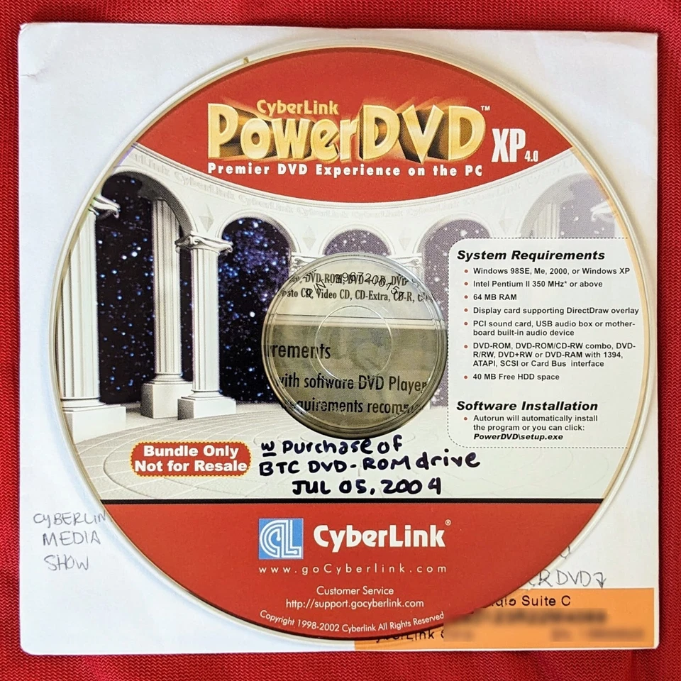CYBERLINK PowerDVD XP 4.0. Premier DVD Experience on the PC MEDIA SHOW  DVD ROM - Image 1 of 1