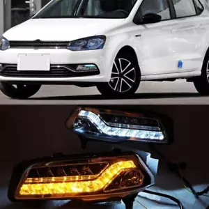 Fit For Volkswagen Polo 2014-2018 LED DRL Front Fog Light Lamp Streamer 3-Color - Picture 1 of 6