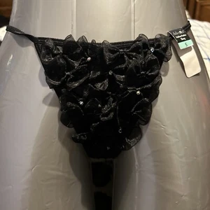 Delicates JCPenny VINTAGE String Thong Panties Sizes 5 Black - Picture 1 of 14