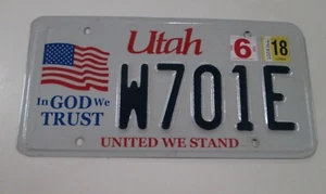 Placa de licencia especial UTAH ""IN GOD WE TRUST - UNITED WE STAND"". # W701E - Imagen 1 de 4
