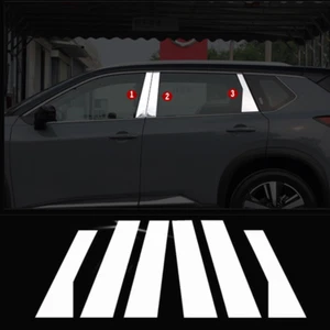 Chrome Steel Pillar Posts For Nissan Rogue 2021-2025 6pc Set Door Trim Cover Kit - Imagen 1 de 7