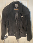 Vintage G-III Global Identity Womens Western Tassel Black Leather Jacket Bolero