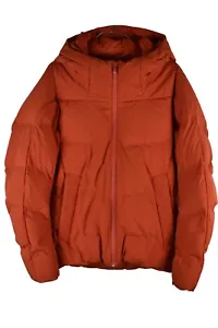Uniqlo Mens Seamless Padded Down Puffer Jacket Orange Size XS Waterproof Wind - Picture 1 of 11