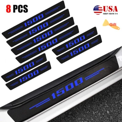 8X Para GMC Sierra 1500 Azul Placa de umbral de puerta de coche Adhesivo Cubierta de escalón Protector J5 Foto 1 de 4